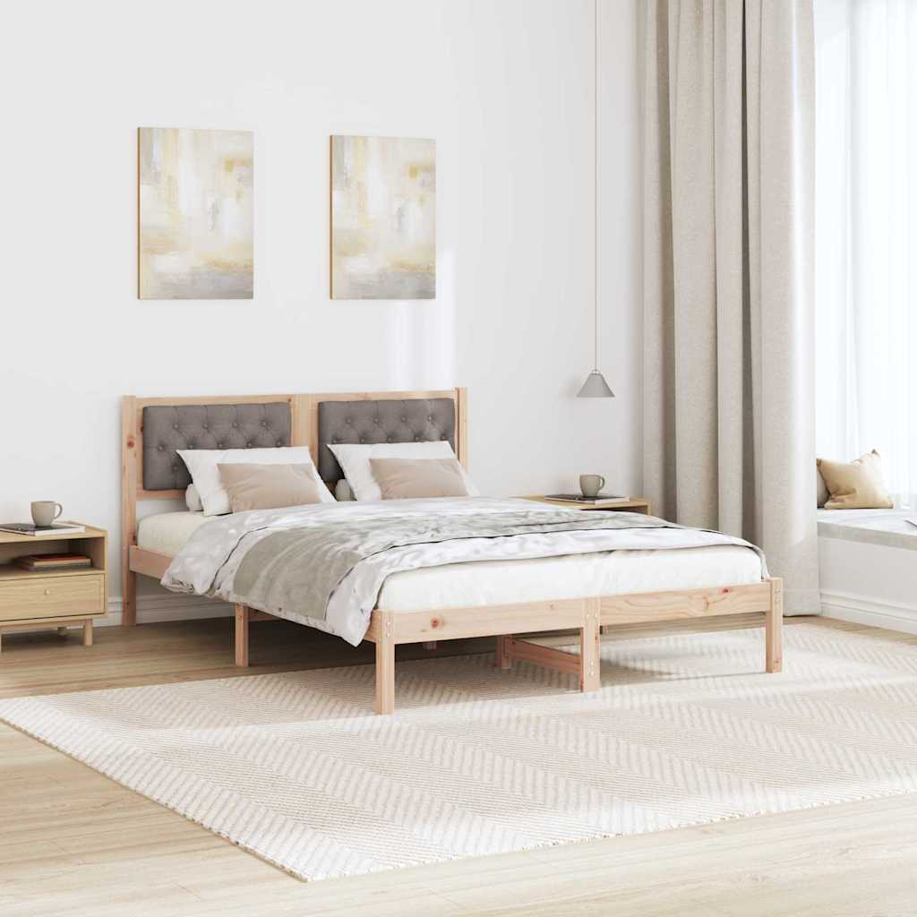 Bed Frame with Headboard Taupe 140 x 200 cm Fabric