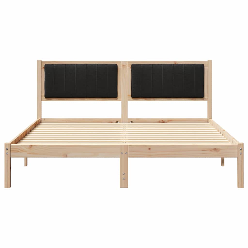 Bed Frame with Upholstered Headboard Black 160 x 200 cm