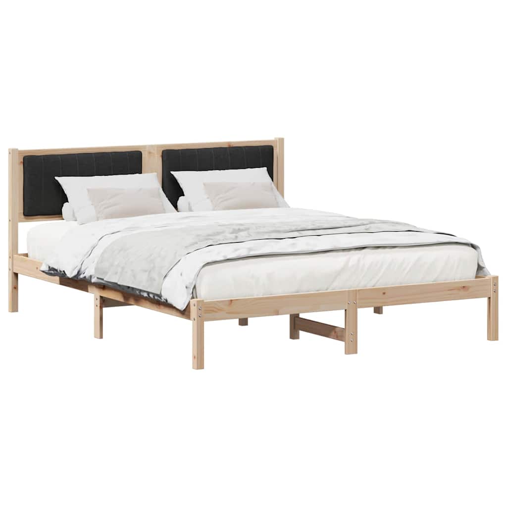 Bed Frame with Upholstered Headboard Black 160 x 200 cm