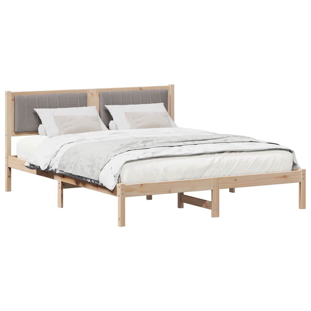 Bed Frame with Upholstered Headboard Taupe 160 x 200 cm