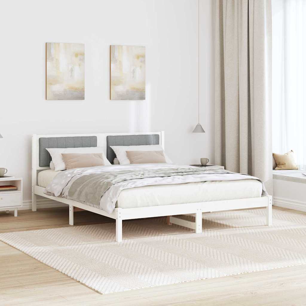 Bed Frame with Upholstered Headboard Light Grey 150 x 200 cm