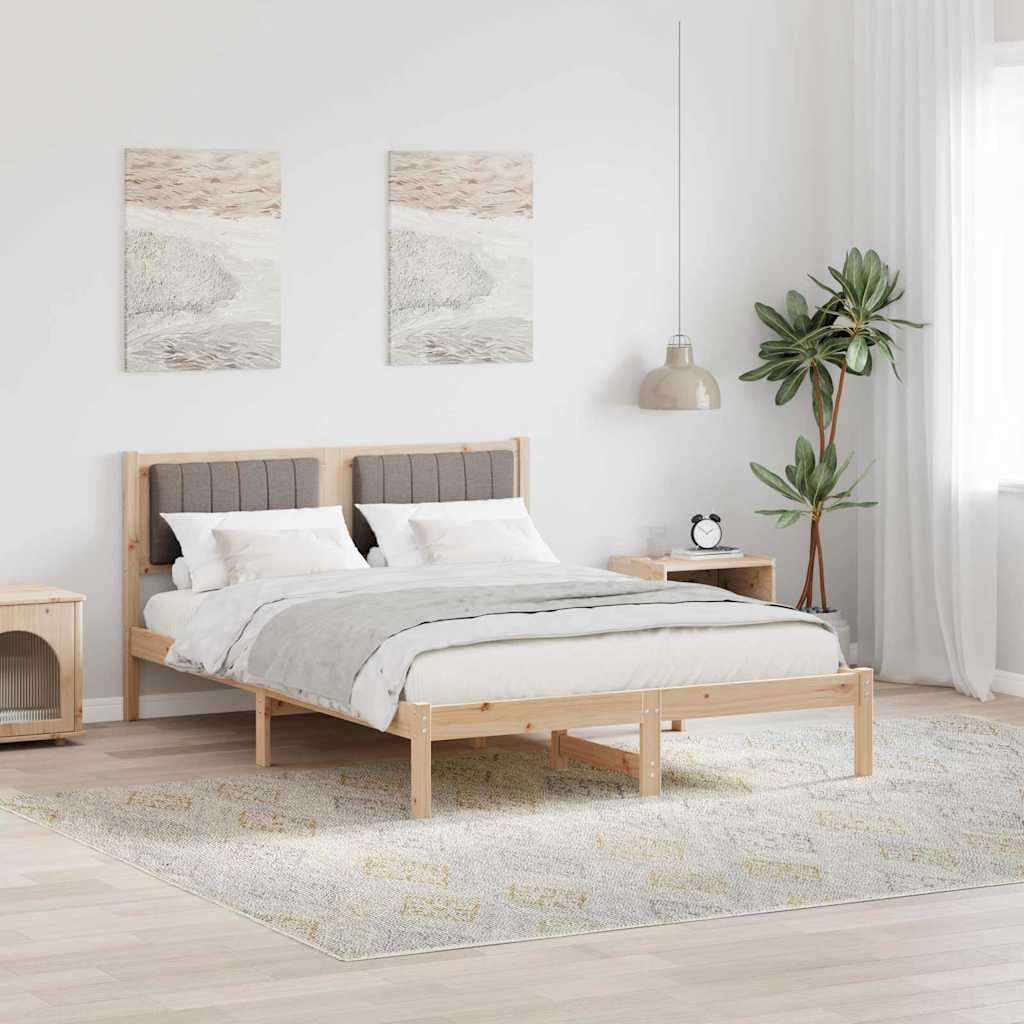 Bed Frame with Upholstered Headboard Taupe 140 x 200 cm