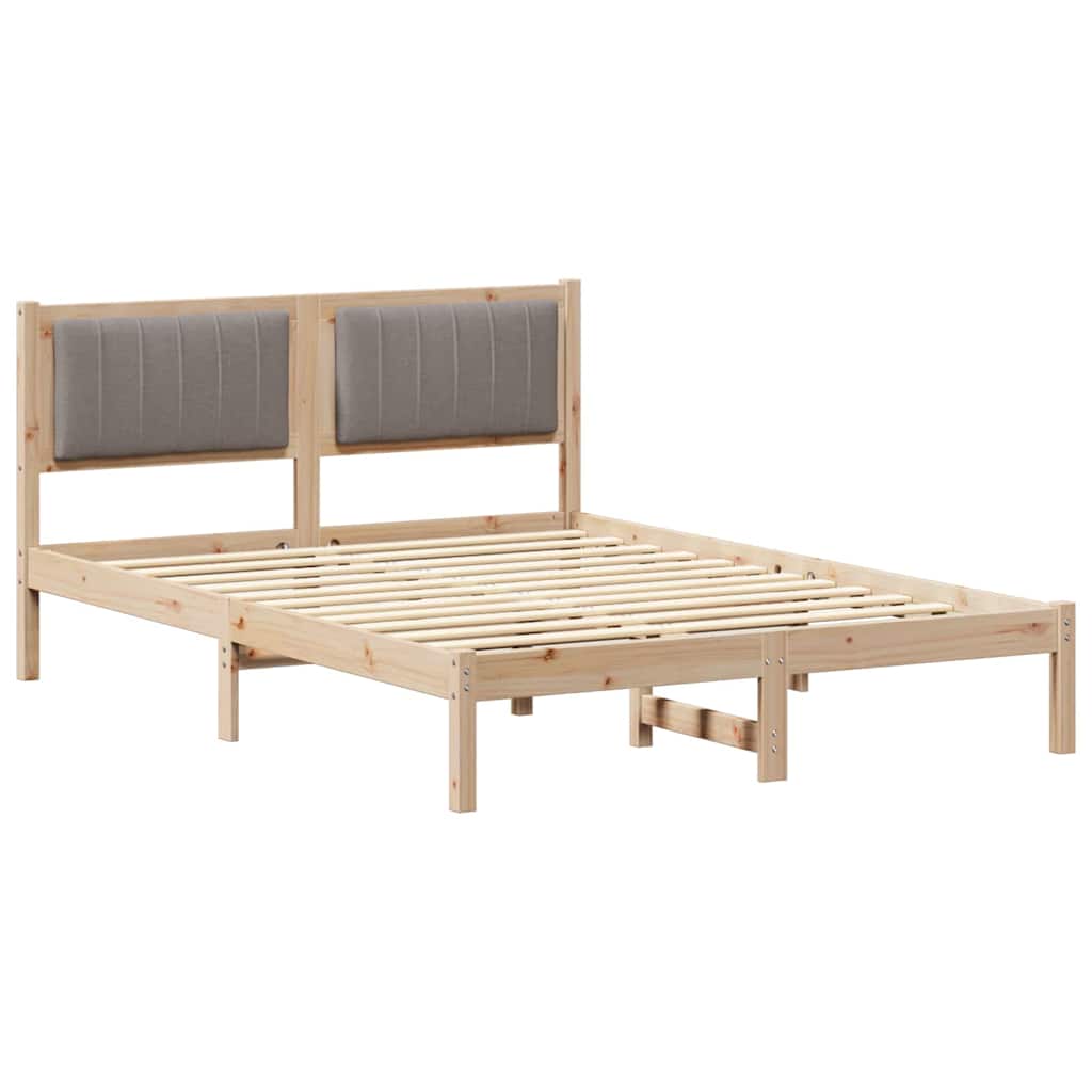 Bed Frame with Upholstered Headboard Taupe 140 x 200 cm