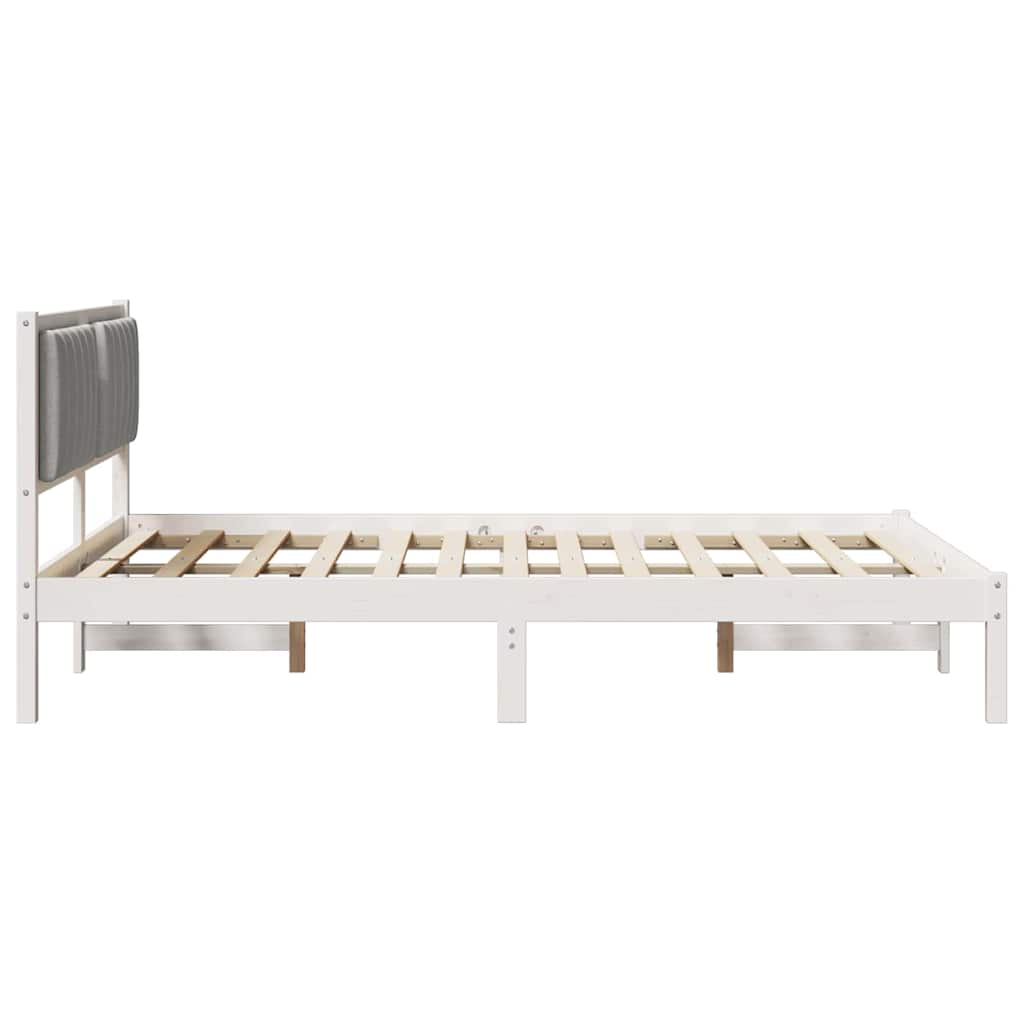 Bed Frame with Upholstered Headboard Light Grey 135 x 190 cm