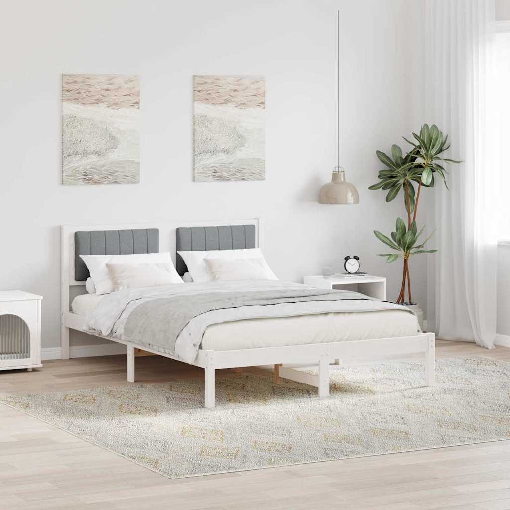 Bed Frame with Upholstered Headboard Light Grey 120 x 190 cm