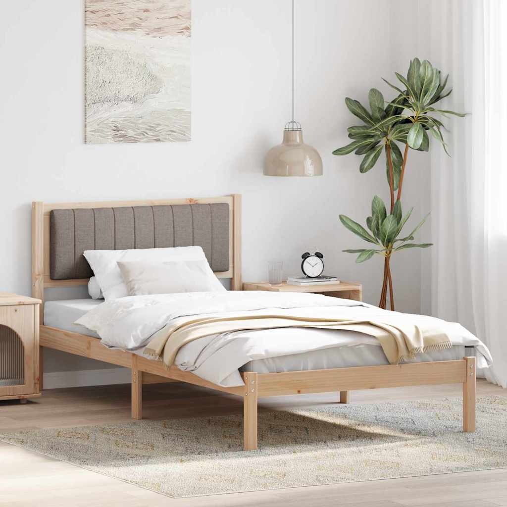 Bed Frame with Upholstered Headboard Taupe 100 x 200 cm