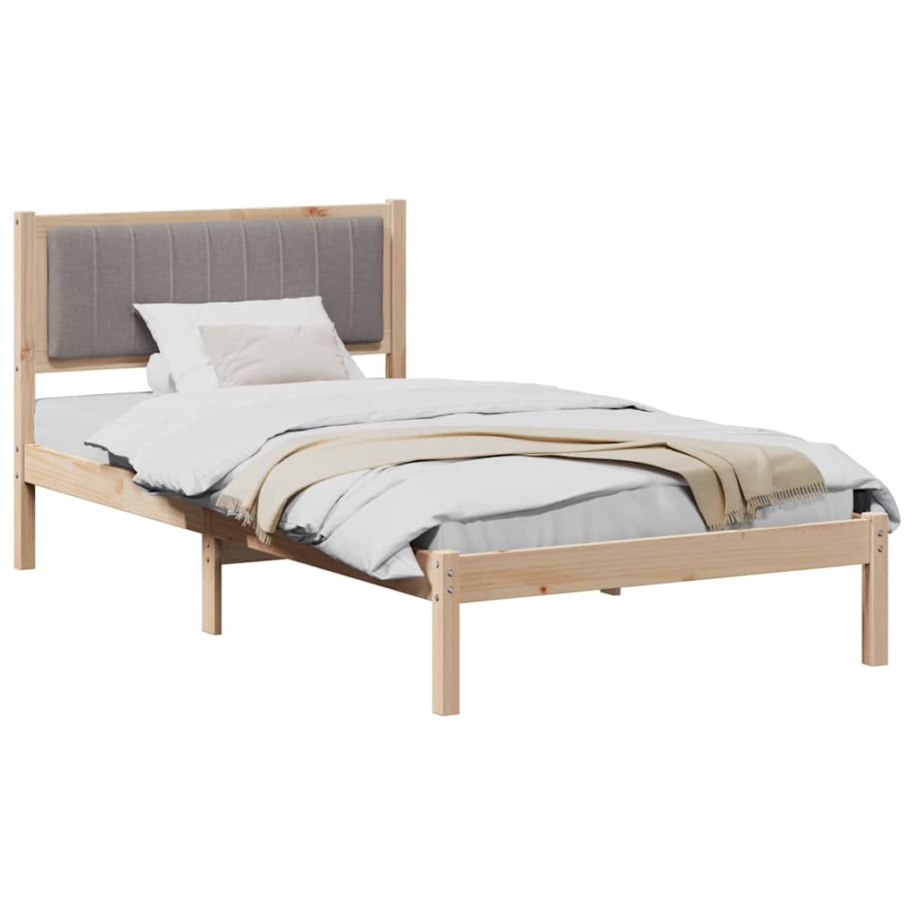 Bed Frame with Upholstered Headboard Taupe 100 x 200 cm
