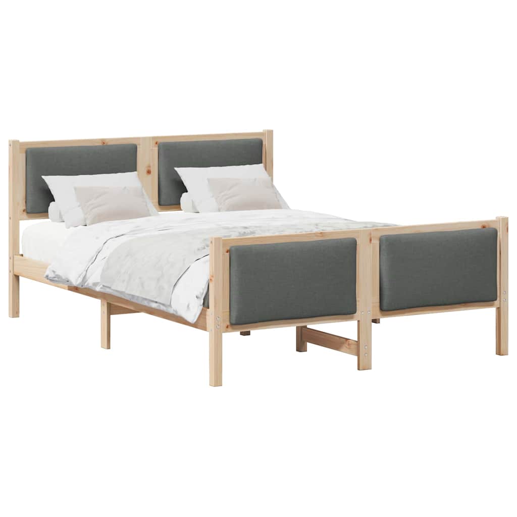 Bed Frame with Headboard Dark Grey 140 x 190 cm Fabric