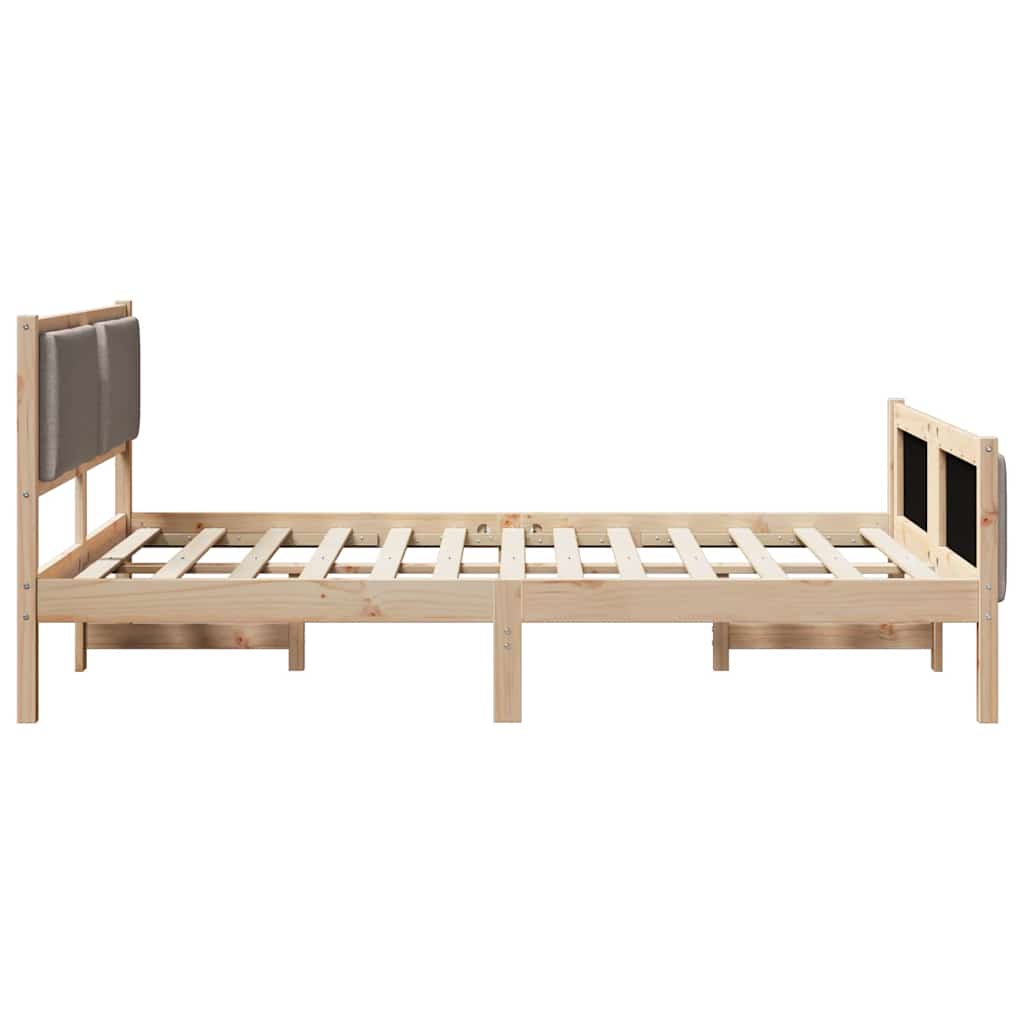 Bed Frame with Headboard Taupe 140 x 190 cm Fabric
