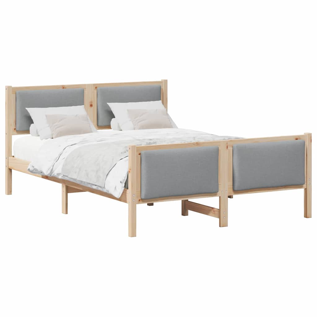 Bed Frame with Headboard Light Grey 135 x 190 cm Fabric