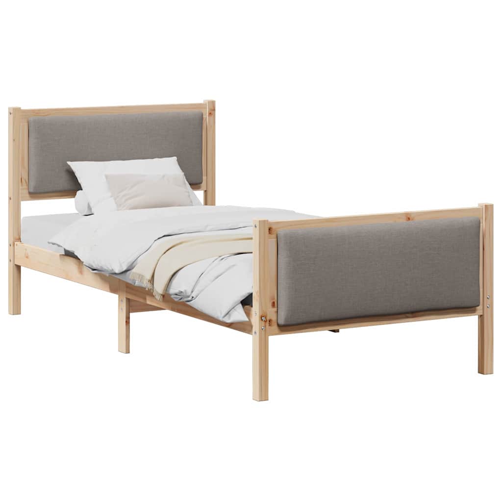 Bed Frame with Headboard Taupe 90 x 200 cm Fabric