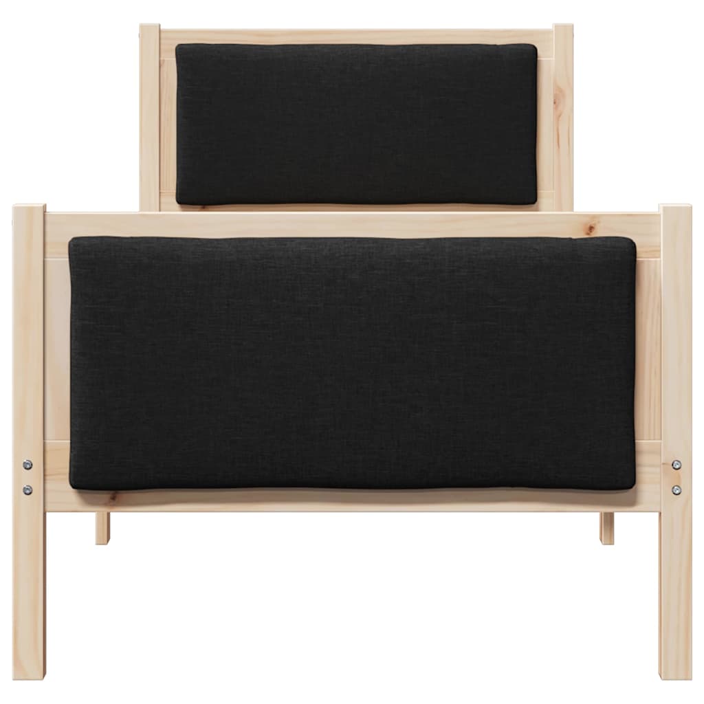 Bed Frame with Headboard Black 75 x 190 cm Fabric