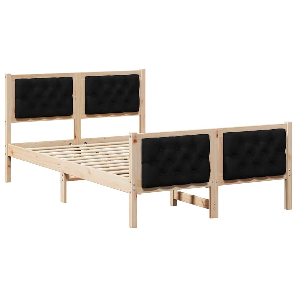 Bed Frame with Headboard Black 120 x 200 cm Solid Pine Wood