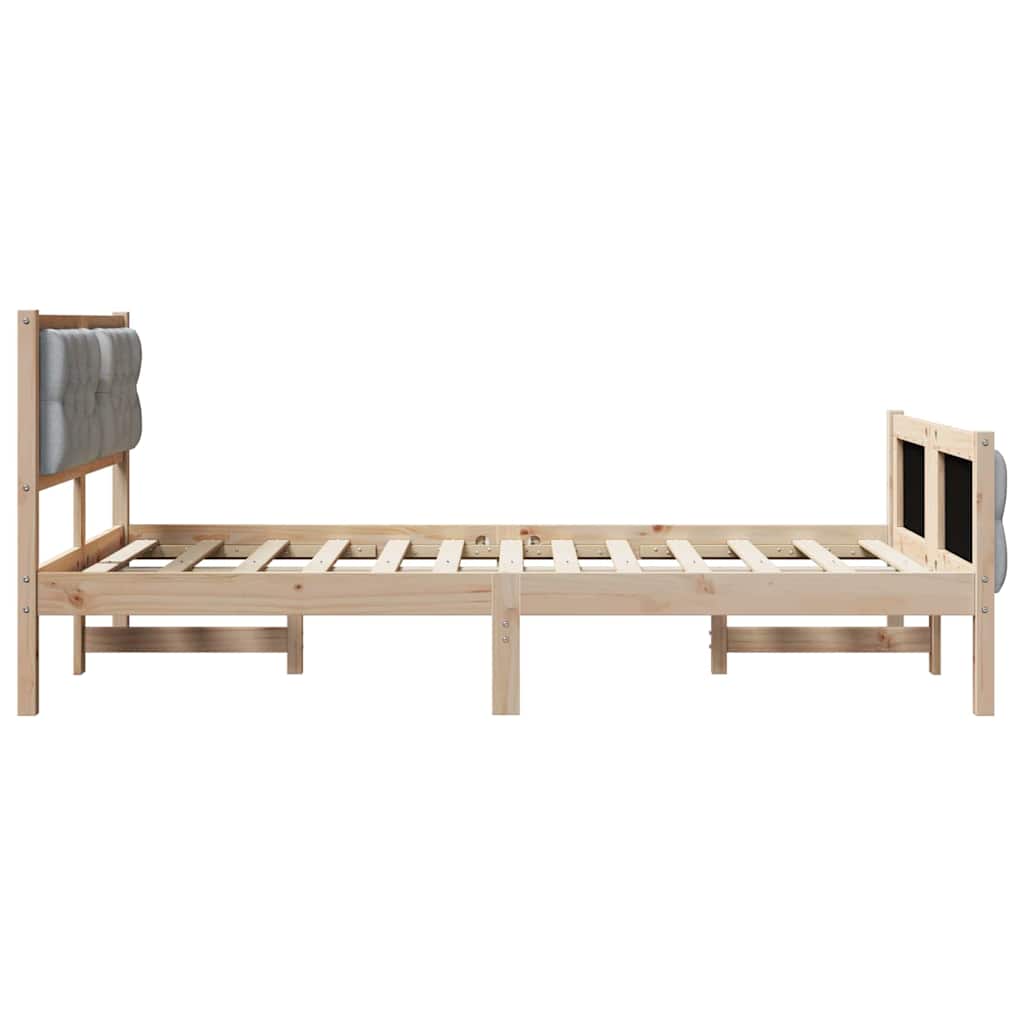Bed Frame Light Grey 120 x 190 cm Solid Pine Wood