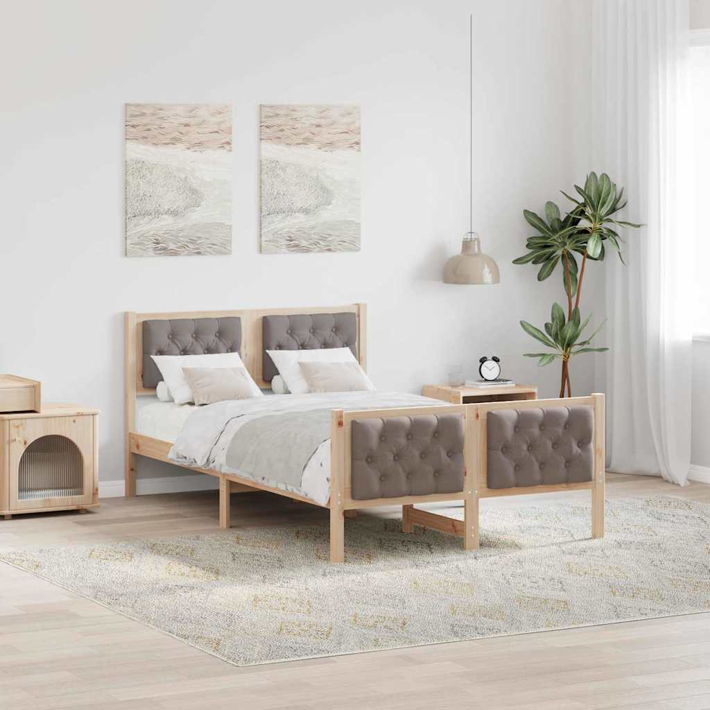 Bed Frame with Headboard Taupe 120 x 190 cm Solid Pine Wood