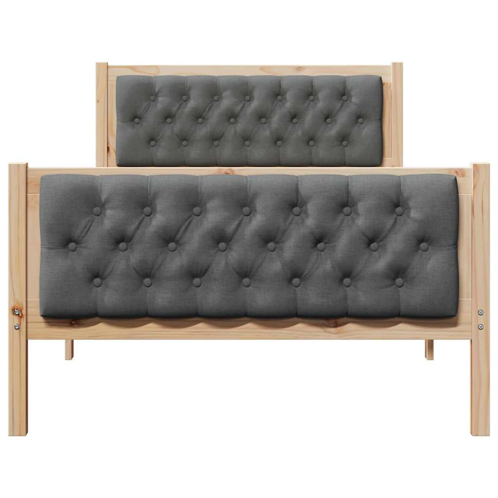 Bed Frame with Headboard Dark Grey 100 x 200 cm Solid Pine Wood