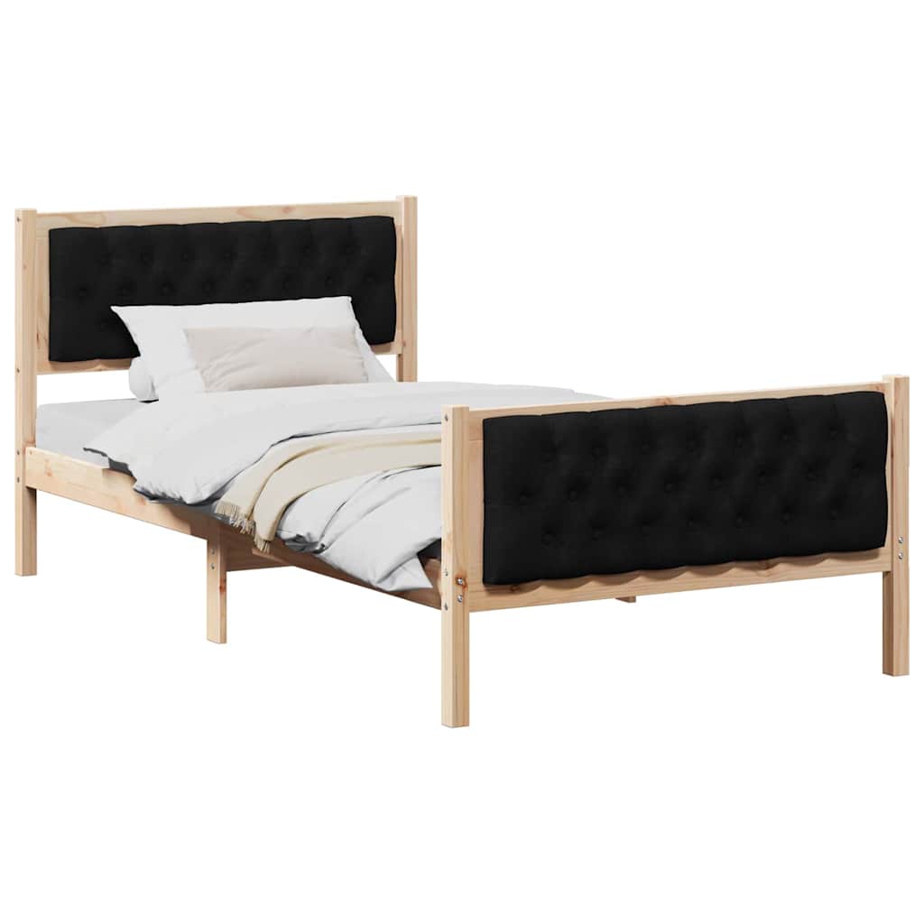 Bed Frame with Headboard Black 100 x 200 cm Solid Pine Wood