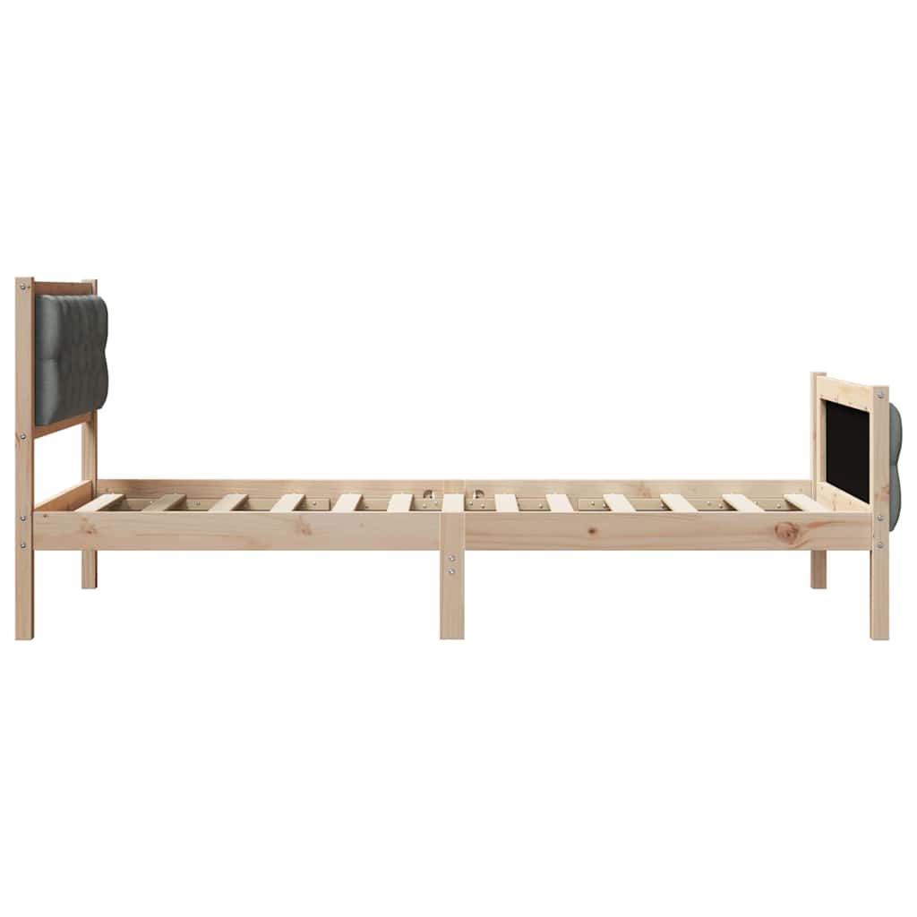 Bed Frame with Headboard Dark Grey 90 x 200 cm Solid Pine Wood