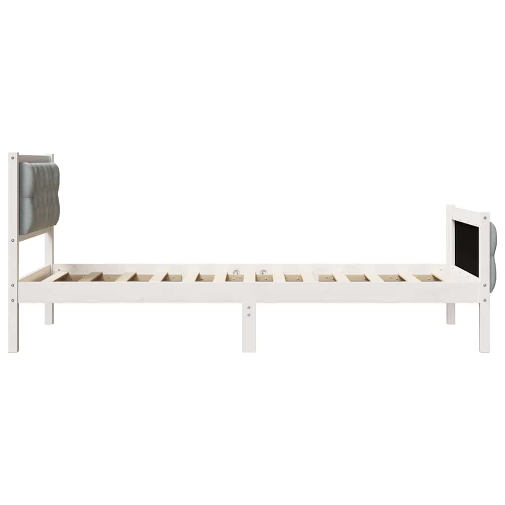 Bed Frame with Headboard Light Grey 90 x 200 cm Solid Pine Wood