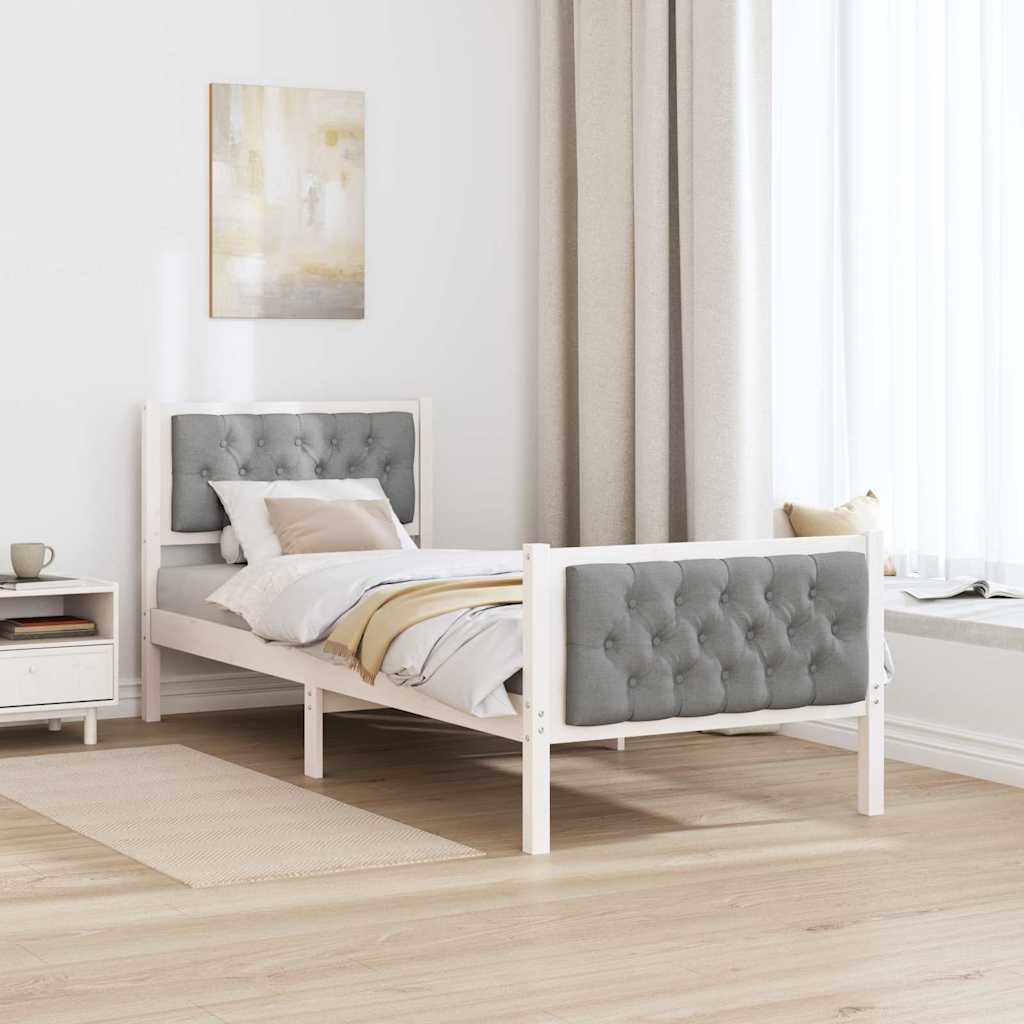 Bed Frame with Headboard Light Grey 80 x 200 cm Solid Pine Wood