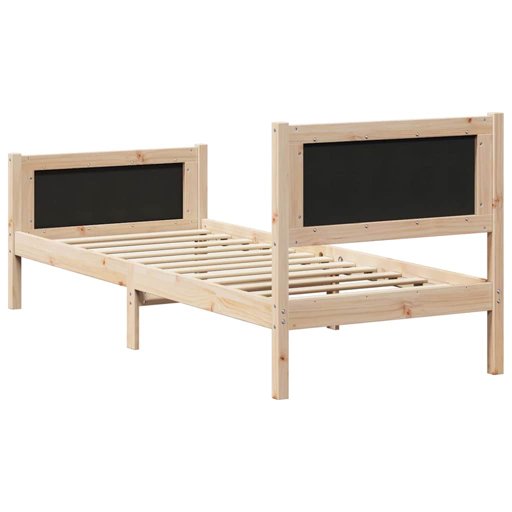Bed Frame with Headboard Black 75 x 190 cm Solid Pine Wood