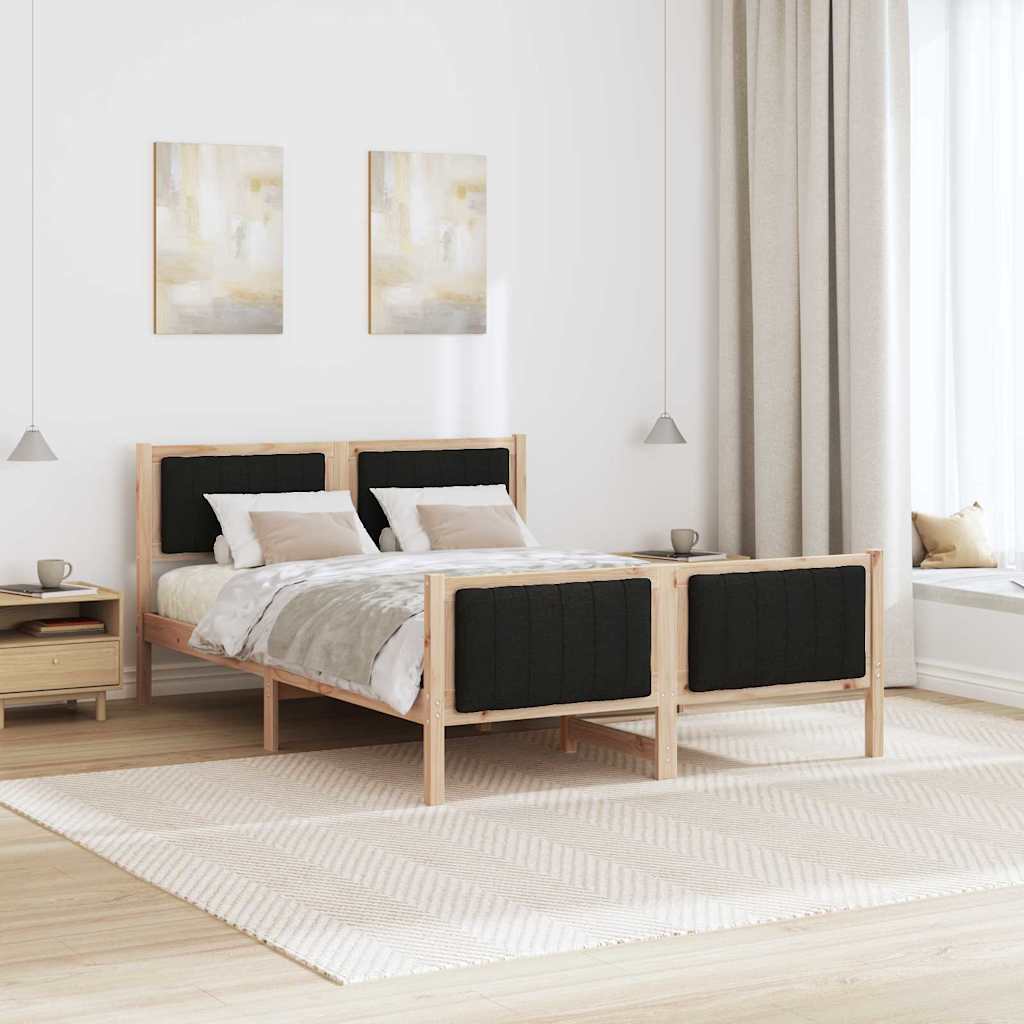 Bed frame Brown and black 135 x 190 cm Solid pine wood