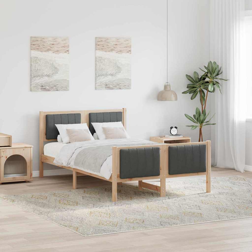 Bed frame Brown and dark grey 120 x 190 cm Solid pine wood