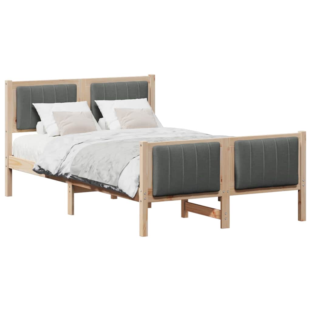 Bed frame Brown and dark grey 120 x 190 cm Solid pine wood