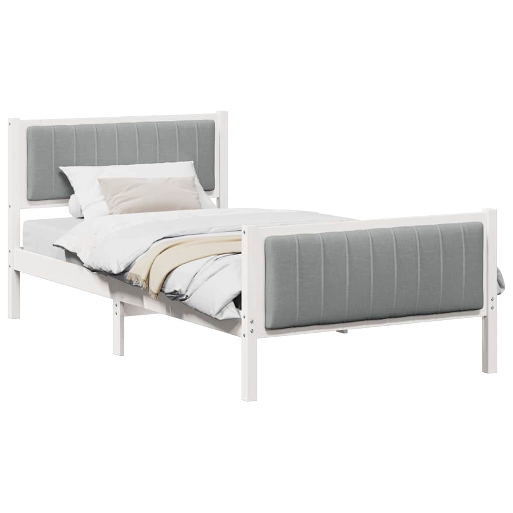 Bed frame White and light grey 100 x 200 cm Solid pine wood
