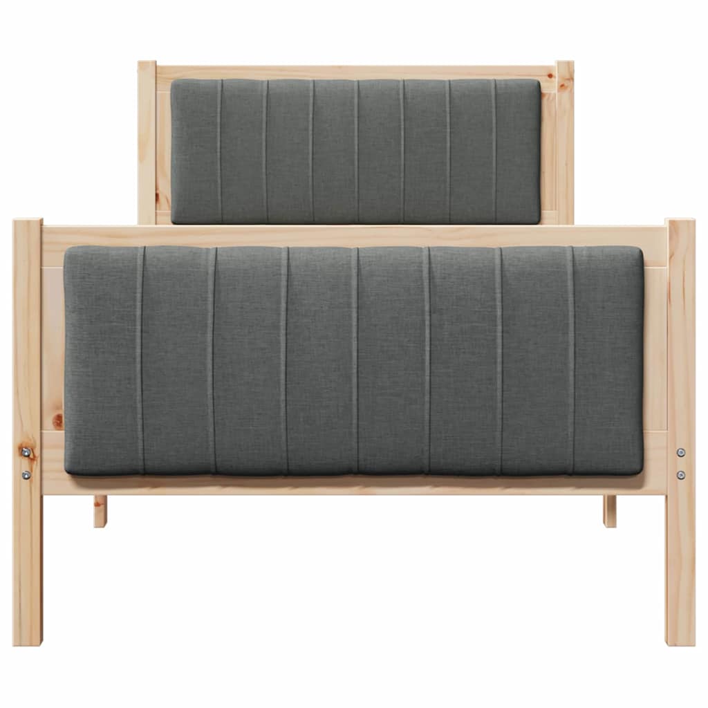 Bed frame Brown and dark grey 90 x 200 cm Solid pine wood