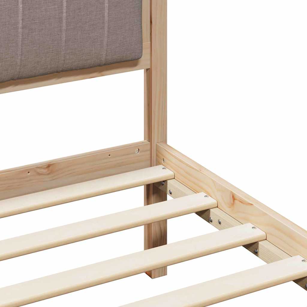 Bed frame Brown and taupe 90 x 200 cm Solid pine wood