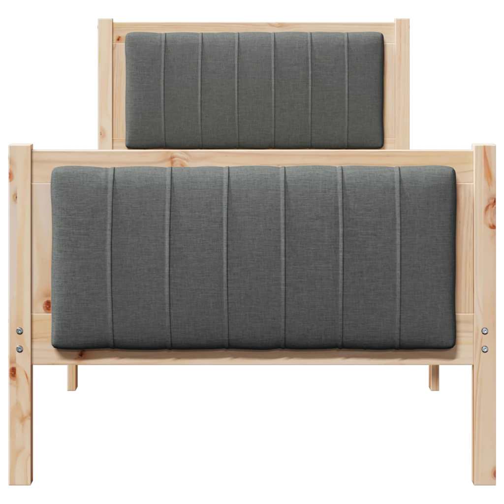 Bed frame Brown and dark grey 80 x 200 cm Solid pine wood