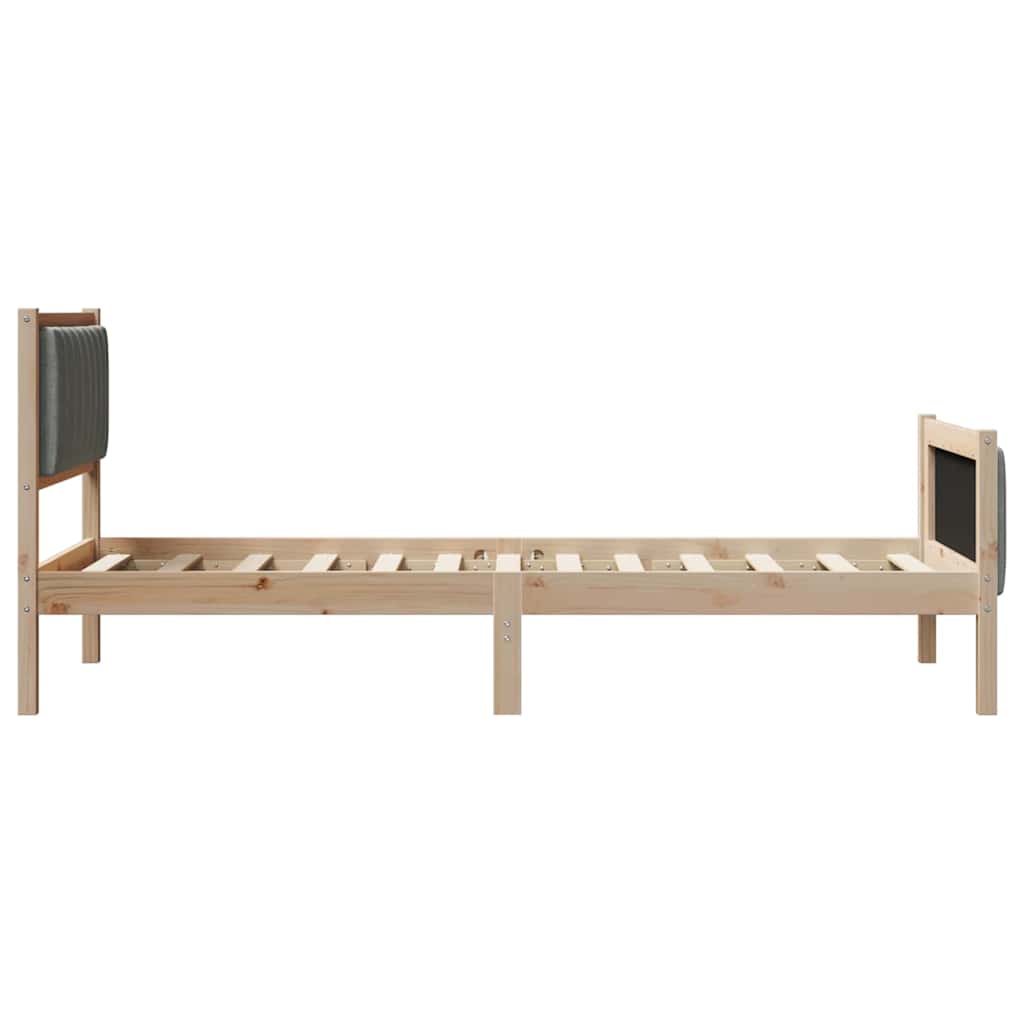 Bed frame Brown and dark grey 90 x 190 cm Solid pine wood