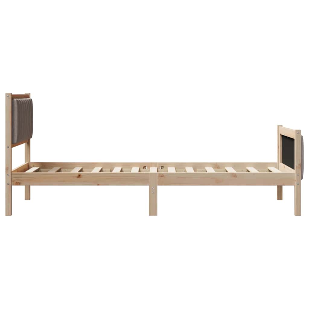 Bed frame Brown and taupe 90 x 190 cm Solid pine wood