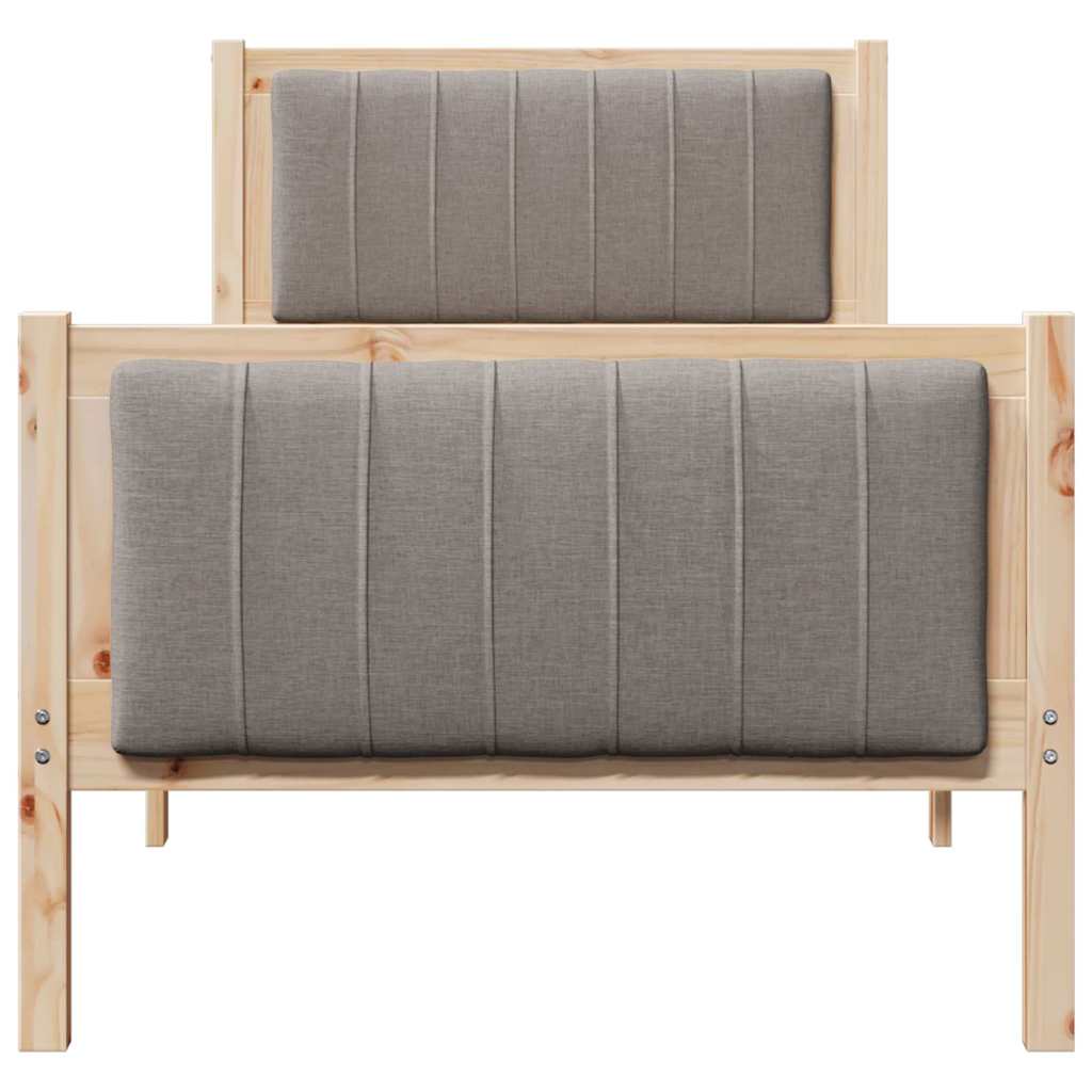 Bed frame Brown and taupe 75 x 190 cm Solid pine wood