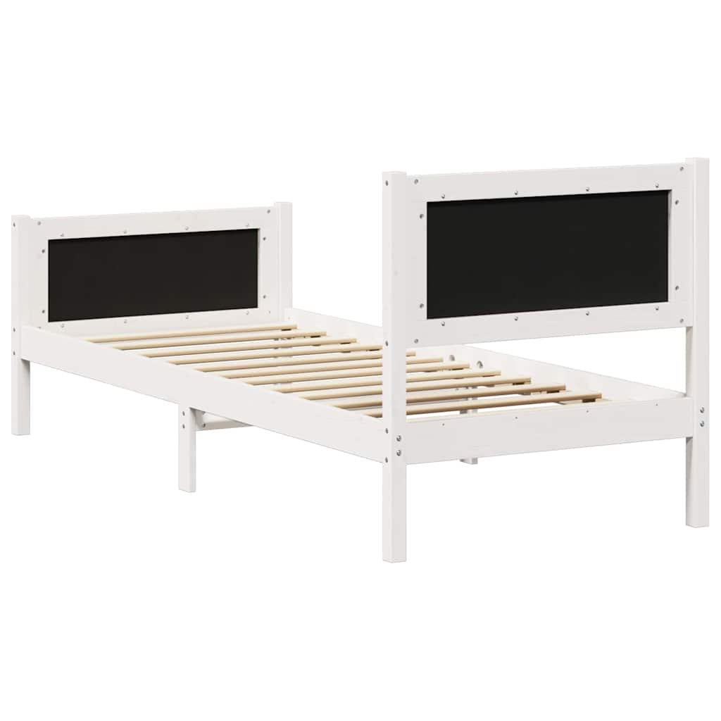 Bed frame White and light grey 75 x 190 cm Solid pine wood