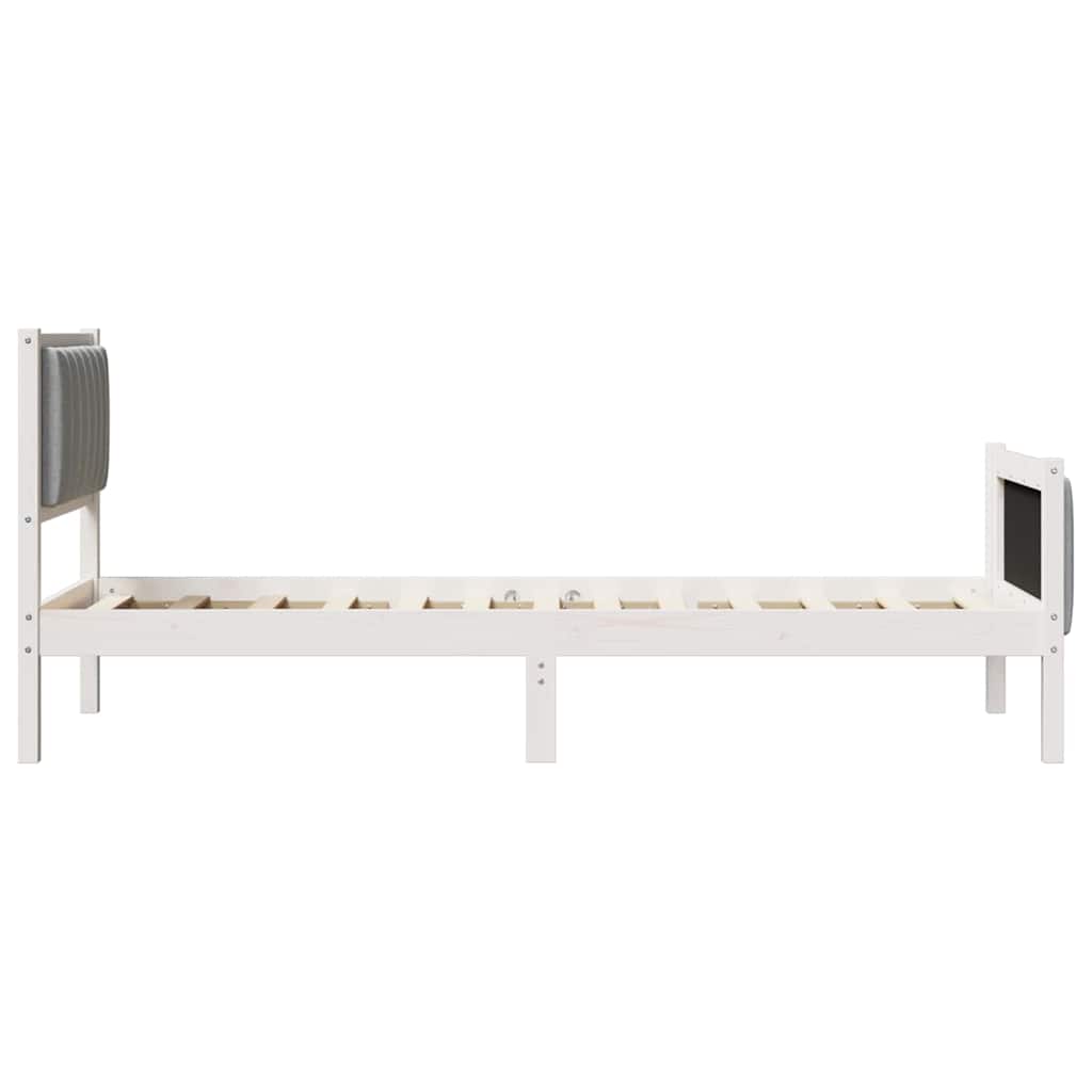Bed frame White and light grey 75 x 190 cm Solid pine wood