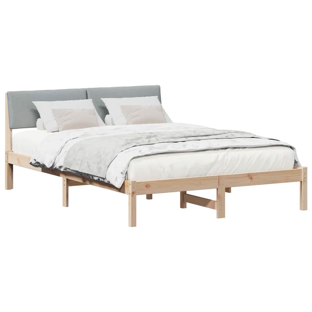 Bed frame Brown and light grey 160 x 200 cm Solid pine wood