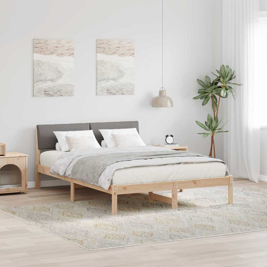 Bed frame Brown and taupe 160 x 200 cm Solid pine wood