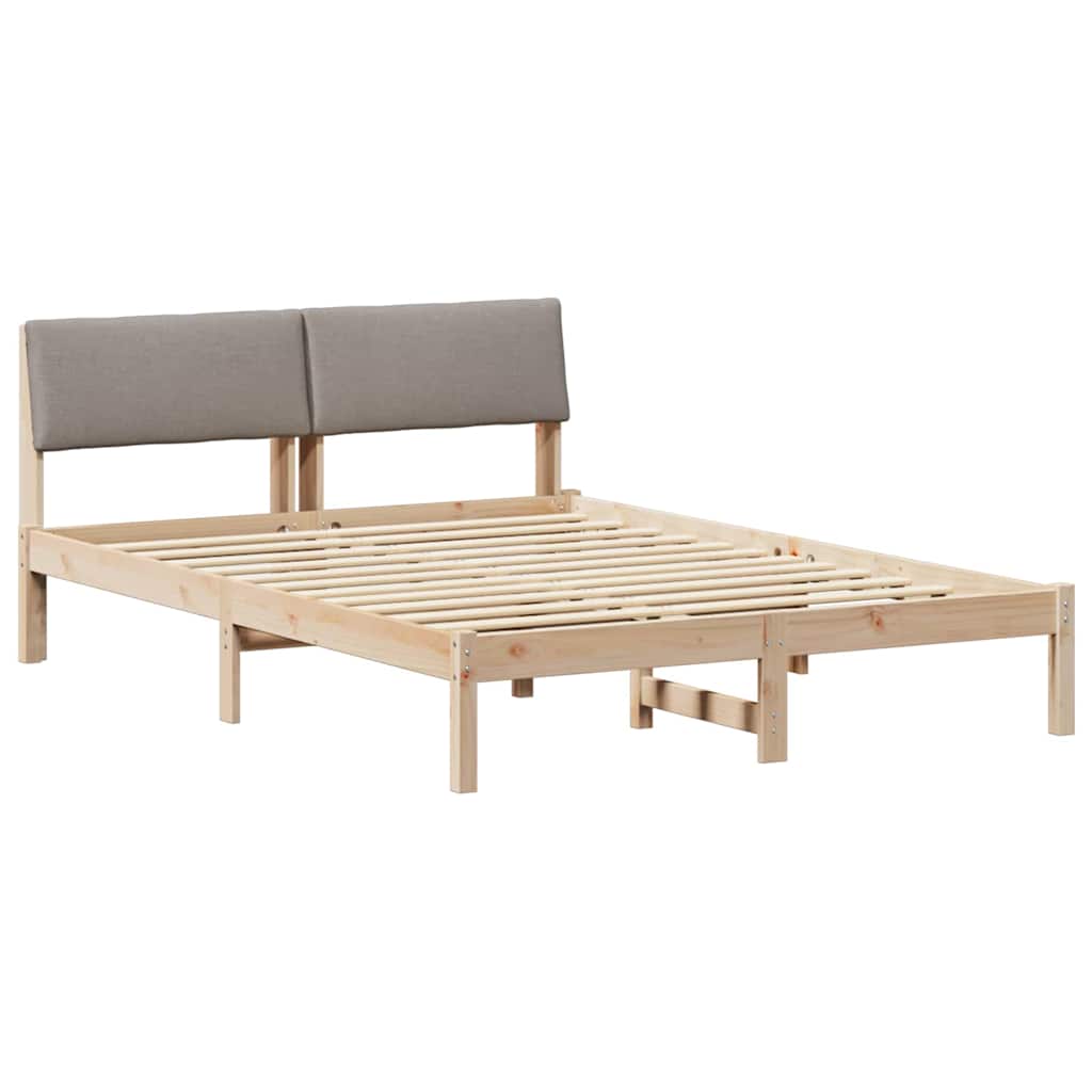 Bed frame Brown and taupe 160 x 200 cm Solid pine wood
