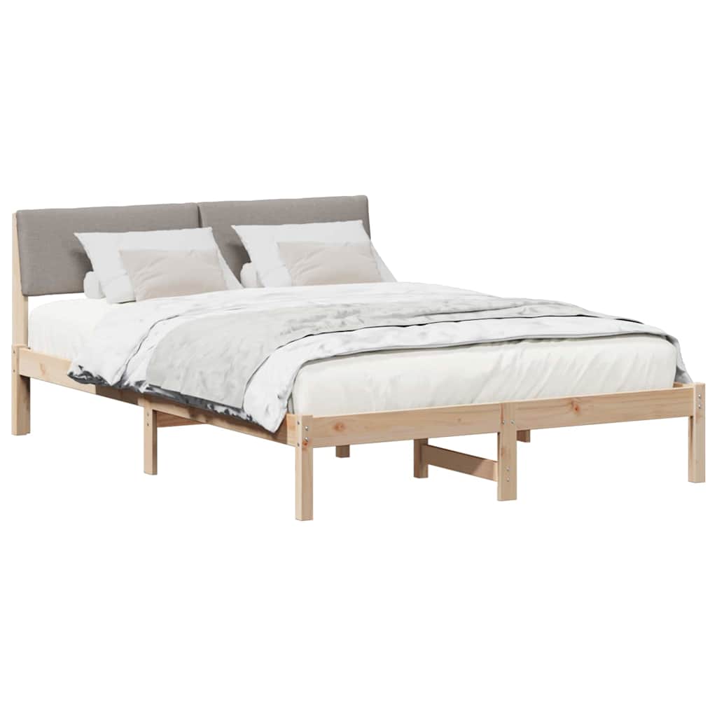 Bed frame Brown and taupe 160 x 200 cm Solid pine wood