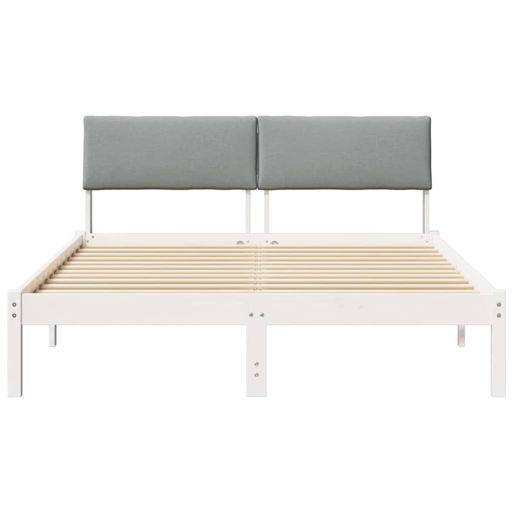 Bed frame White and light grey 160 x 200 cm Solid pine wood