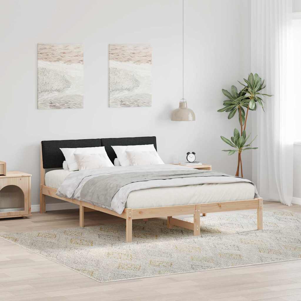 Bed frame Brown and black 150 x 200 cm Solid pine wood