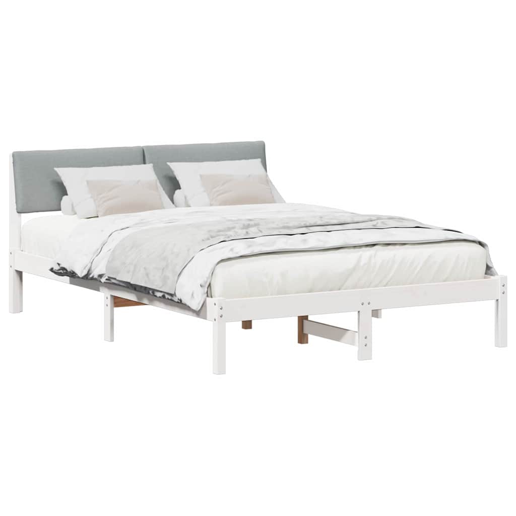 Bed frame White and light grey 150 x 200 cm Solid pine wood