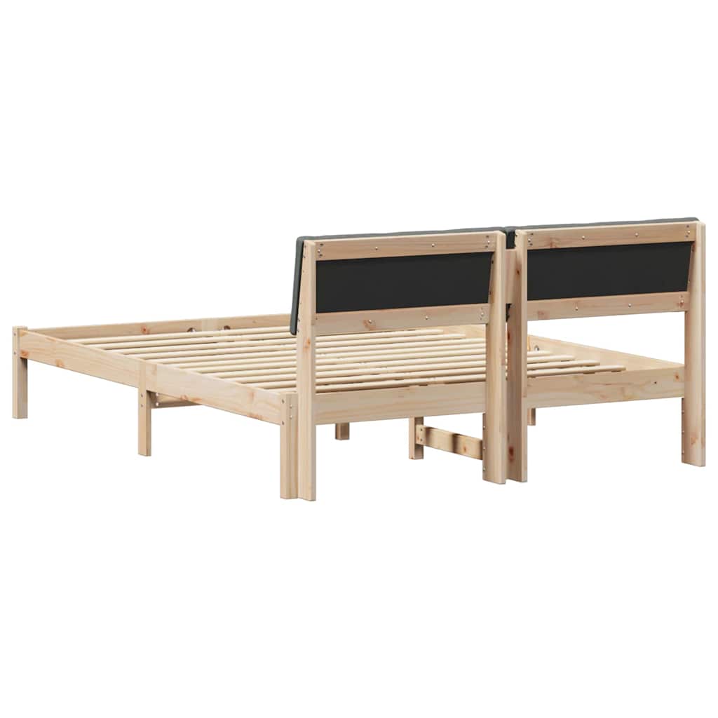 Bed frame Brown and dark grey 140 x 200 cm Solid pine wood