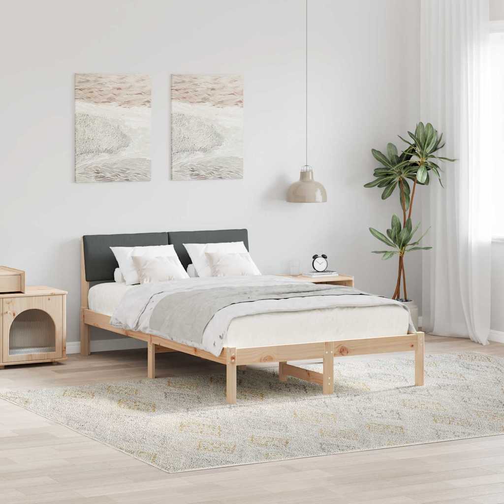 Bed frame Brown and dark grey 120 x 200 cm Solid pine wood