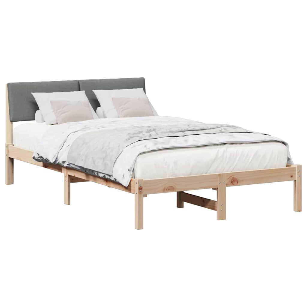 Bed frame Brown and dark grey 120 x 200 cm Solid pine wood