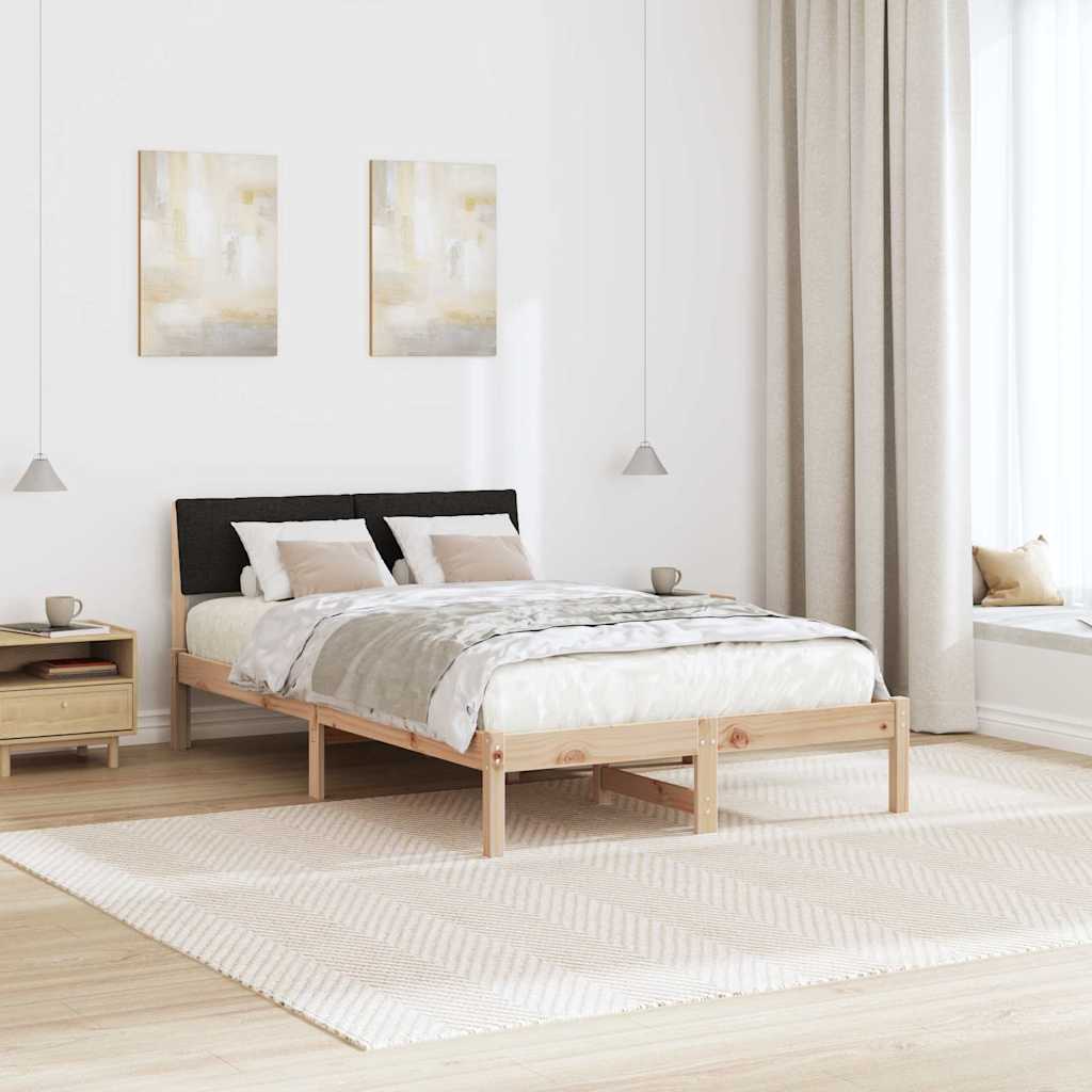 Bed frame Brown and black 120 x 200 cm Solid pine wood
