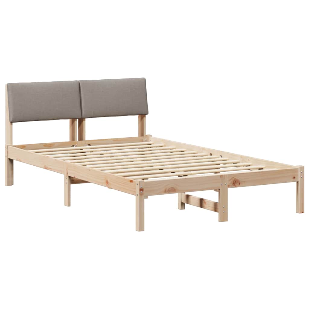 Bed frame Brown and taupe 120 x 200 cm Solid pine wood