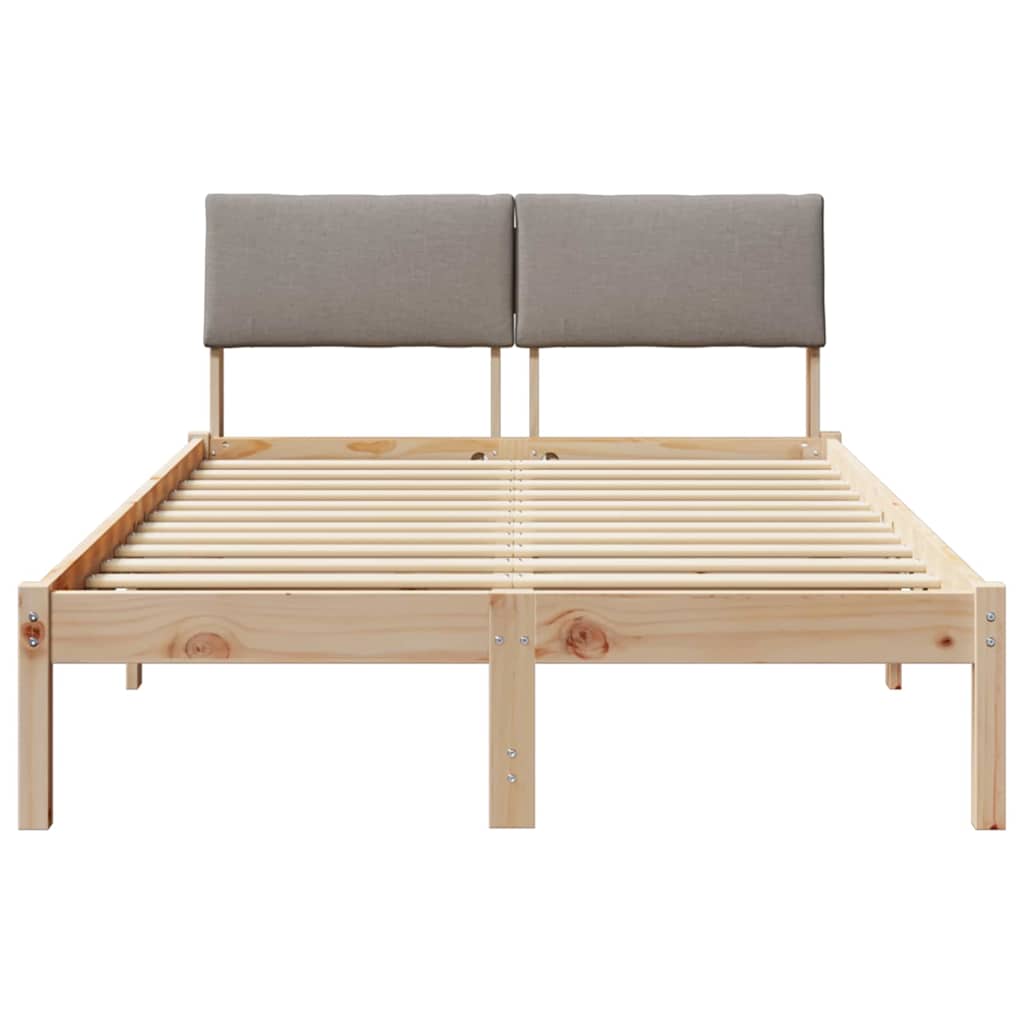 Bed frame Brown and taupe 120 x 200 cm Solid pine wood